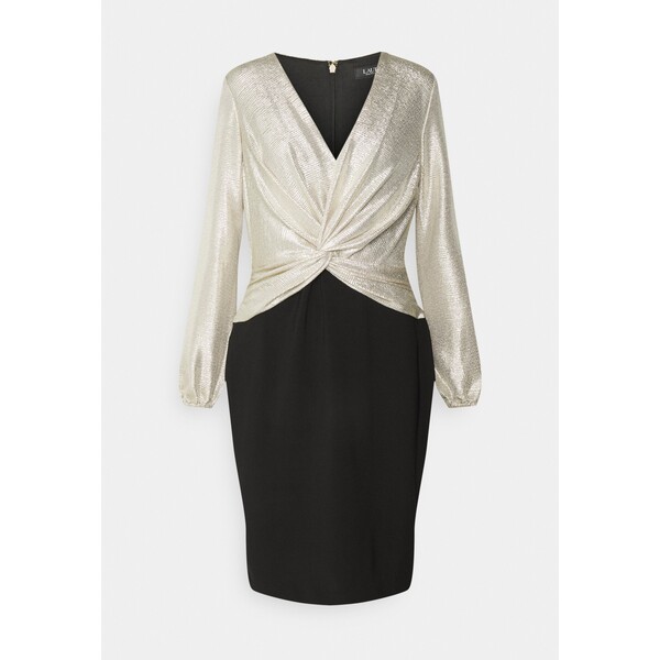 Lauren Ralph Lauren METALLIC JERSEY DRESS Sukienka koktajlowa black/beige/new gold L4221C1BC-Q11