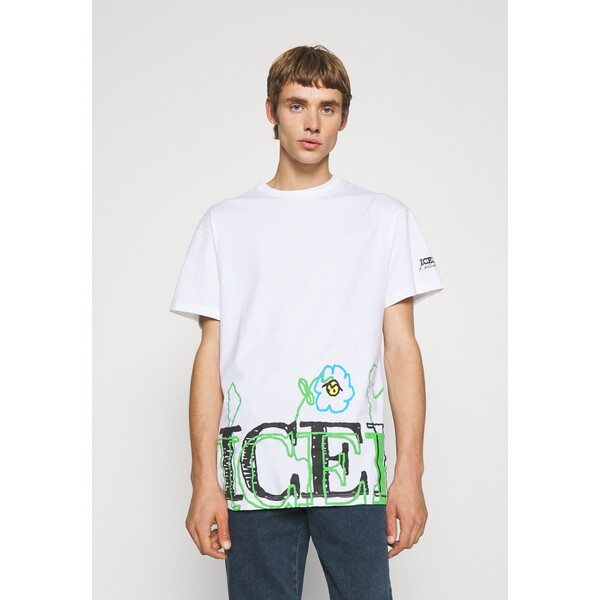 Iceberg T-shirt z nadrukiem bianco ottico IC322O03H-A11