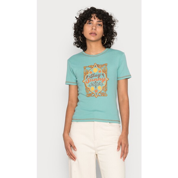 BDG Urban Outfitters BDG STAY SUNNY BABY TEE T-shirt z nadrukiem turquoise QX721D06B-P11