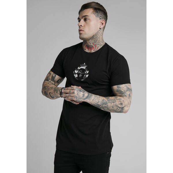 SIKSILK PRESTIGE TRANSFER TEE T-shirt z nadrukiem black SIF22O0HG-Q11