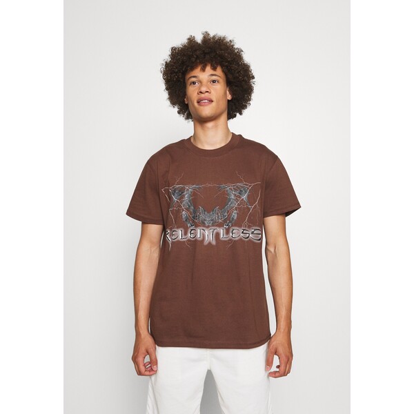 Night Addict T-shirt z nadrukiem brown NIJ21000W-O11