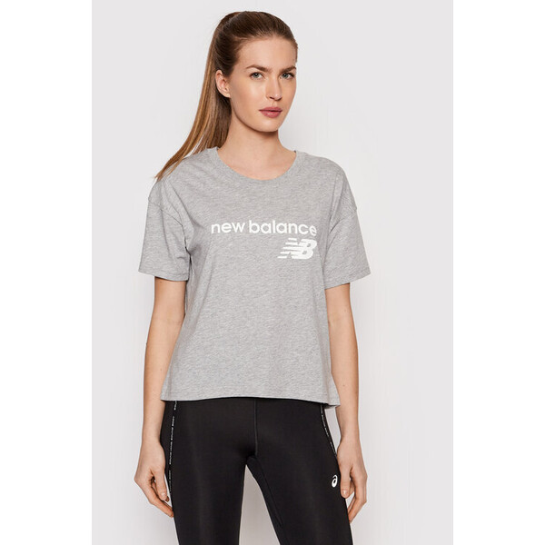 New Balance T-Shirt Stacked WT03805 Szary Relaxed Fit