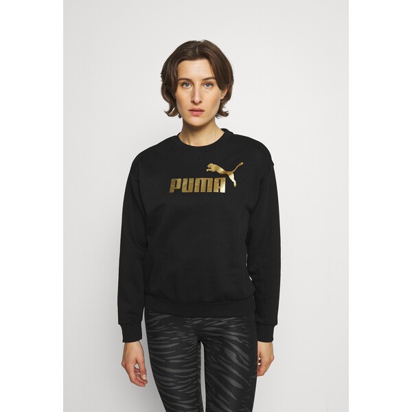 Puma METALLIC LOGO CREW Bluza black gold PU141G08Y-Q11