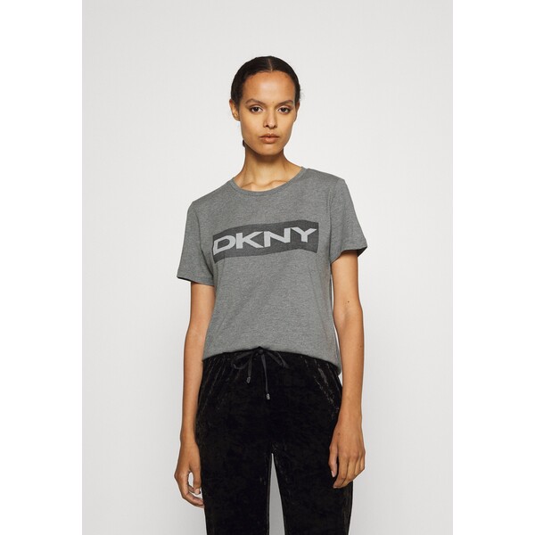 DKNY LOGO BEAD T-shirt z nadrukiem avenue grey/black DK121D02K-C11