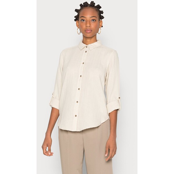 TOM TAILOR BLOUSE SOLID CRINKLE Bluzka light cashew beige TO221E101-A11