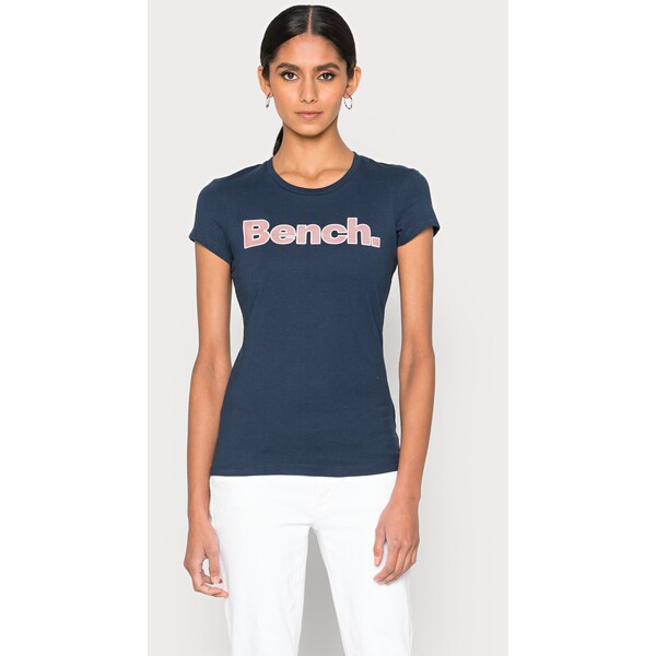Bench LEORA T-shirt z nadrukiem navy BE621D0BD-K11