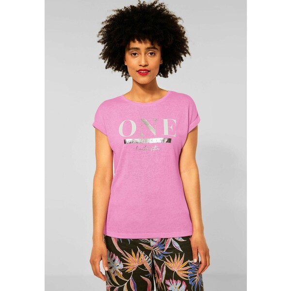 Street One MIT PARTPRINT T-shirt z nadrukiem pink S8521D2LO-J11