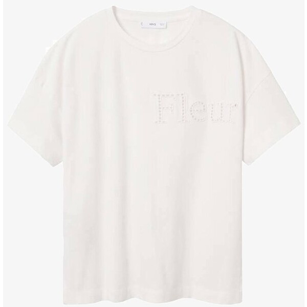 Mango FLEUR T-shirt z nadrukiem white M9121D1O6-A11