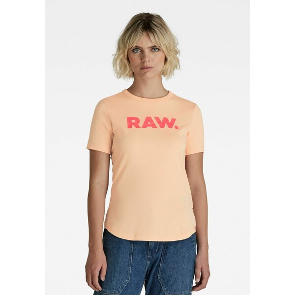 G-Star RAW SLIM T-shirt z nadrukiem peach nougat GS121D0XG-J13