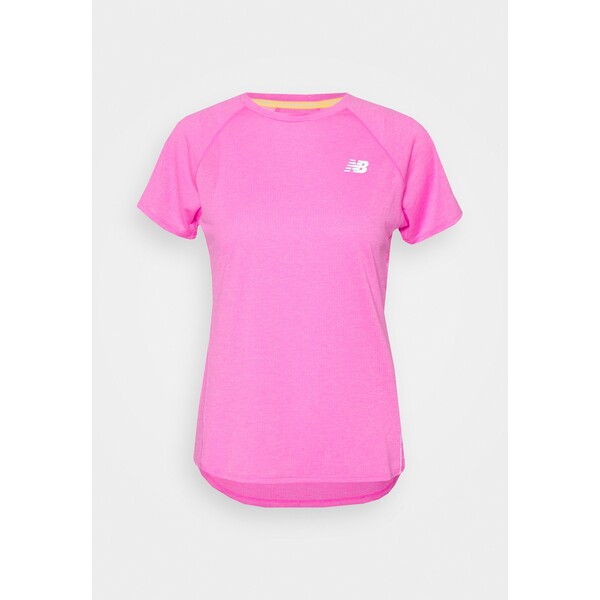 New Balance IMPACT RUN SHORT SLEEVE T-shirt z nadrukiem pink NE241D06G-J11