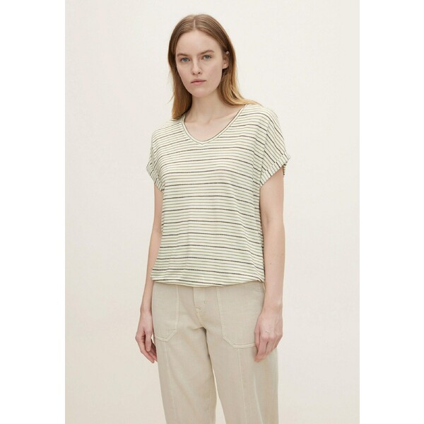 TOM TAILOR T-shirt z nadrukiem offwhite olive stripe TO221E11N-A11