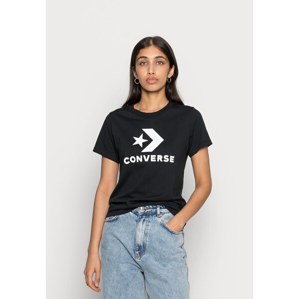Converse STAR CHEVRON LOGO T-shirt z nadrukiem black CO421D07K-Q11