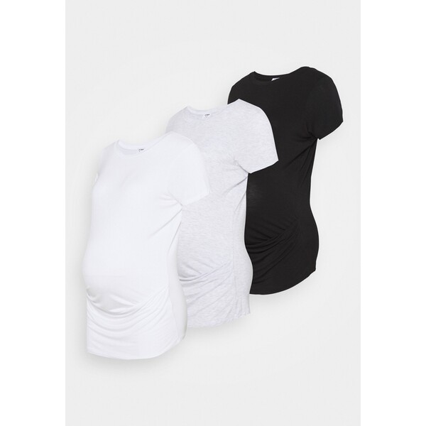 Cotton On Maternity MATERNITY WRAP FRONT SHORT SLEEVE 3 PACK T-shirt basic black/white/silver marle C1Q29G00I-Q11