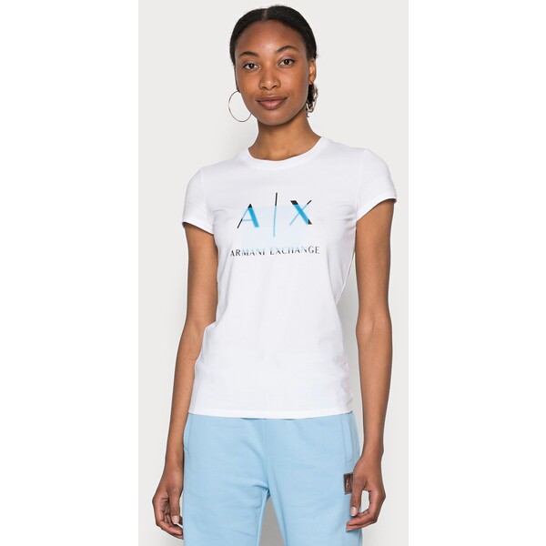 Armani Exchange STRETCH T-shirt z nadrukiem white ARC21D03W-A11