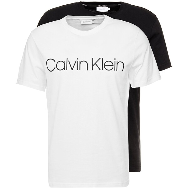 Calvin Klein FRONT LOGO 2 PACK T-shirt z nadrukiem black/white 6CA22O02O-Q11