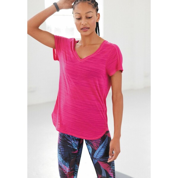 Next SHORT SLEEVE V-NECK T-shirt z nadrukiem pink NX321E1AZ-J11