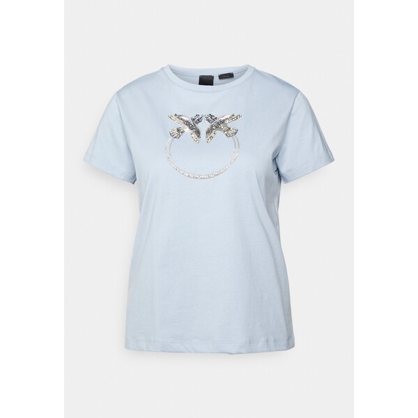 Pinko QUENTIN T-shirt z nadrukiem azure blue fog P6921D03Y-K11