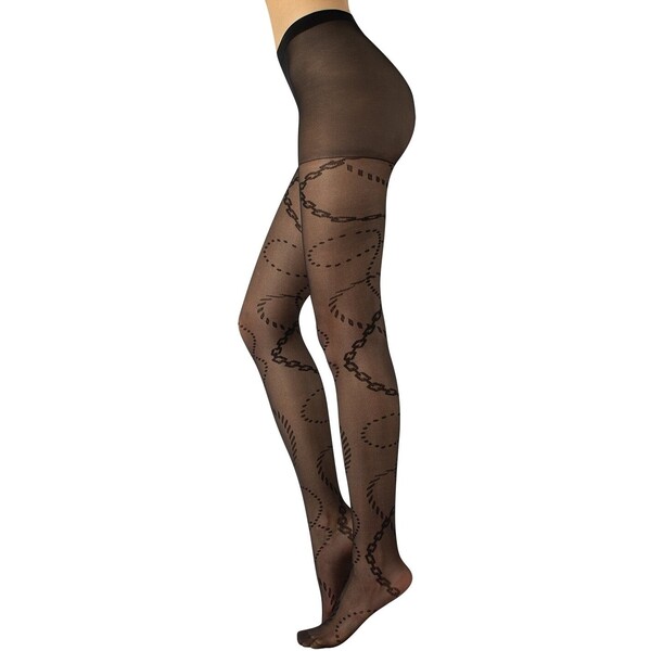Calzitaly MICRO FISHNET TIGHTS WITH CHAINS PATTERN Rajstopy black C4J81F011-Q11