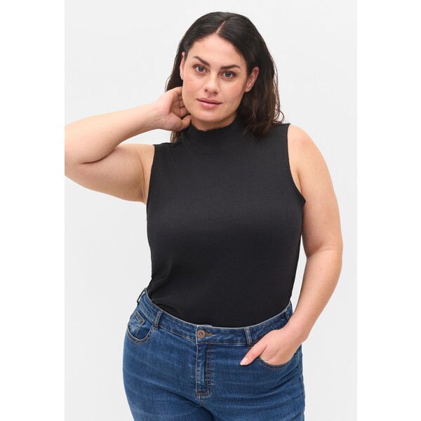 Zizzi HIGH NECKLINE WITH RIBBED FIT Top black Z1721D0YT-Q11