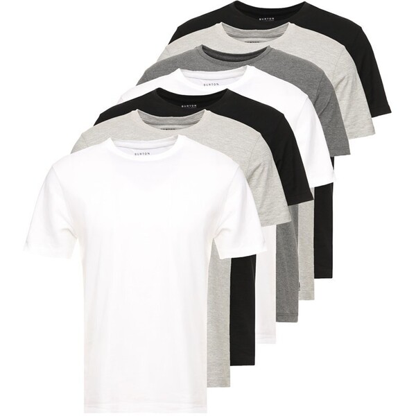 Burton Menswear London BASIC CREW 7 PACK T-shirt basic black/white/grey M0822O0FK-Q11