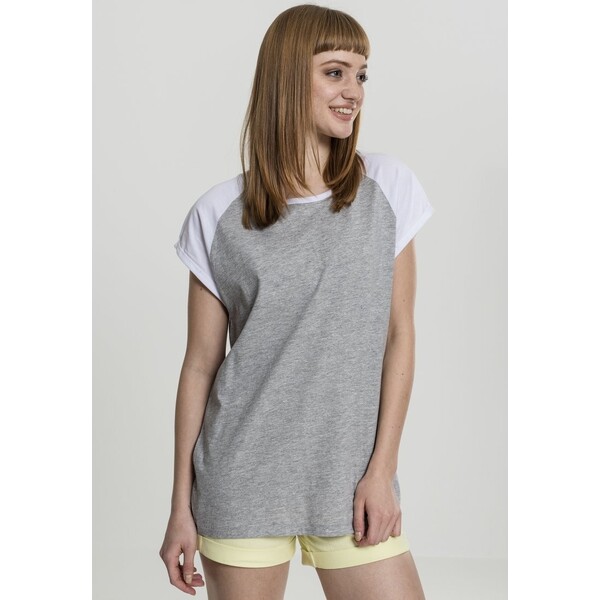 Urban Classics CONTRAST RAGLAN T-shirt z nadrukiem grey/white UR621D01W-C11