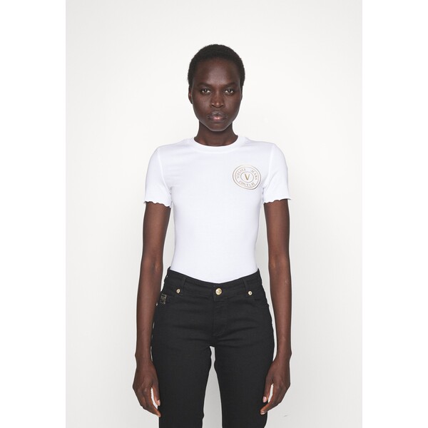 Versace Jeans Couture STRETCH T-shirt z nadrukiem white VEI21D06R-A11