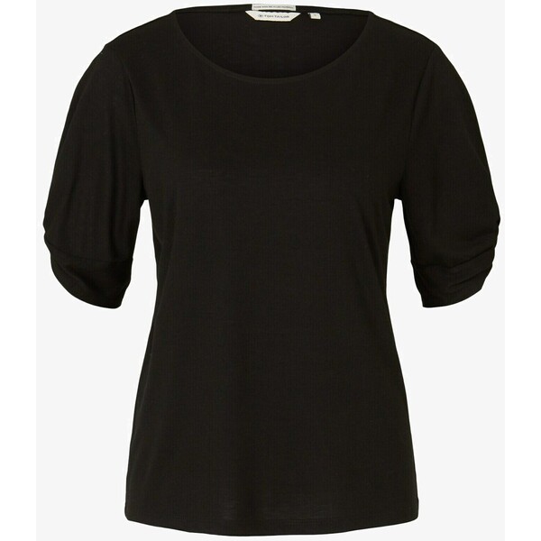 TOM TAILOR BASIC MIT RAFFUNG T-shirt basic deep black TO221D1CX-Q11