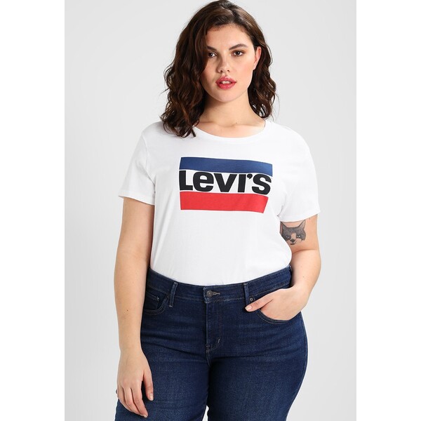 Levi's® Plus PL THE PERFECT TEE T-shirt z nadrukiem white L0M21D004-A11