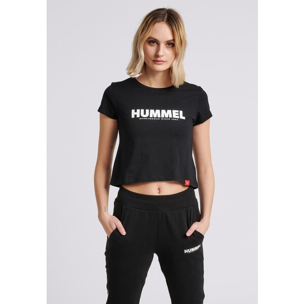 Hummel LIFESTYLE TEXTILIEN LEGACY CROPPED T-shirt z nadrukiem schwarz HU321D019-Q11