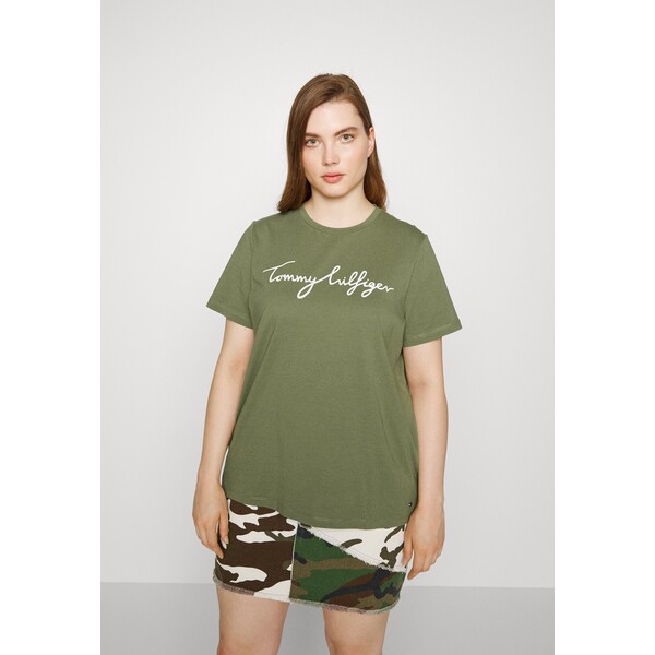 Tommy Hilfiger Curve REGULAR GRAPHIC TEE T-shirt z nadrukiem olive TOY21D00E-N11