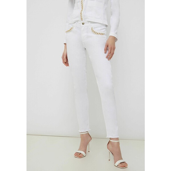 Liu Jo Jeans SKINNY WITH JEWEL DETAILS Spodnie materiałowe white L2521A070-A11