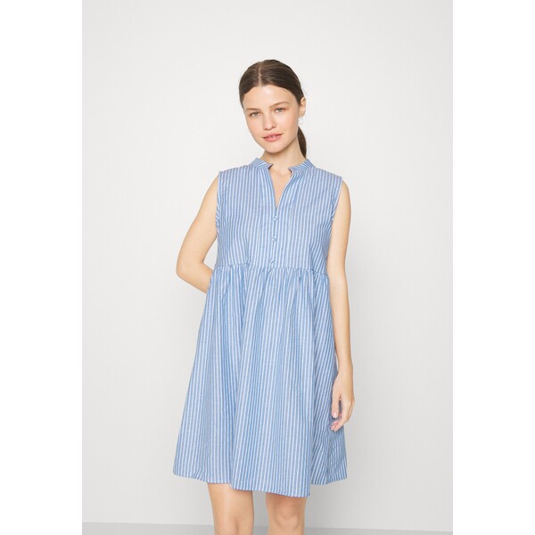 ONLY Petite ONLANNA DRESS ABOVE KNEE Sukienka koszulowa cloud dancer/medium denim blue OP421C0EA-A12