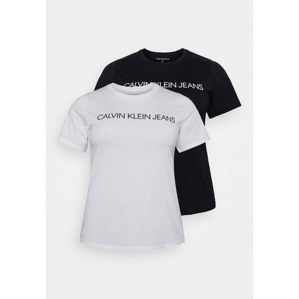 Calvin Klein Jeans Plus INSTITUTIONAL LOGO TEE 2 PACK T-shirt z nadrukiem white/black C2Q21D01C-A11