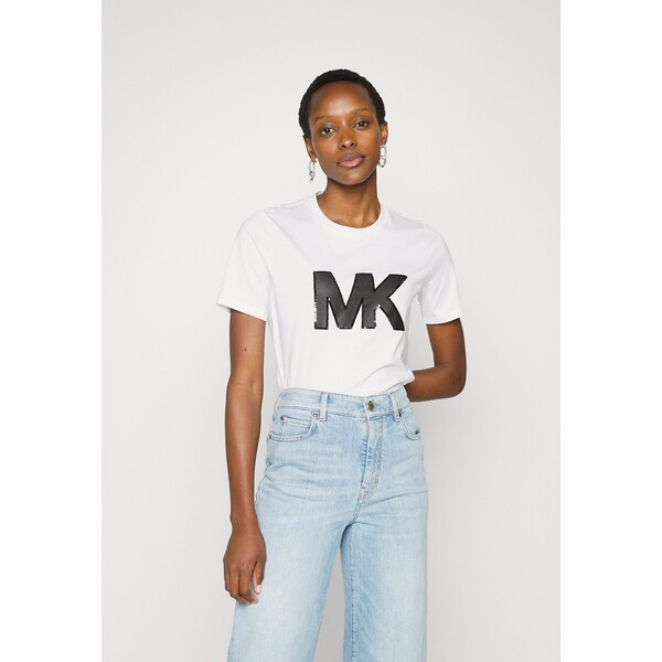 MICHAEL Michael Kors SEQN LOGO TEE T-shirt z nadrukiem white MK121D059-A11
