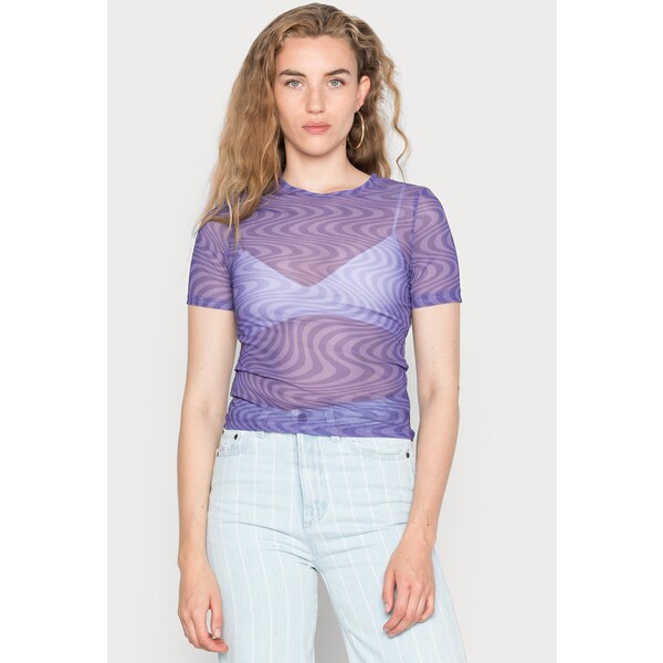 Weekday BLUR PRINTED T-shirt z nadrukiem lilac purple bright WEB21D099-I12