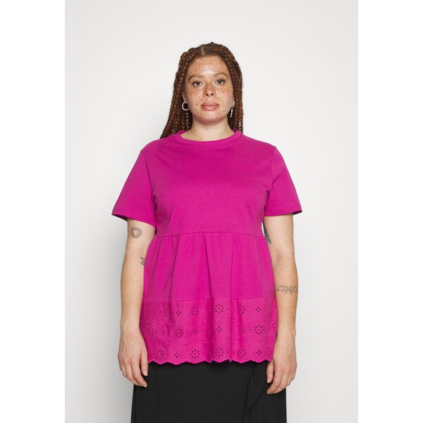 Even&Odd Curvy T-shirt z nadrukiem pink EVB21D04E-J11