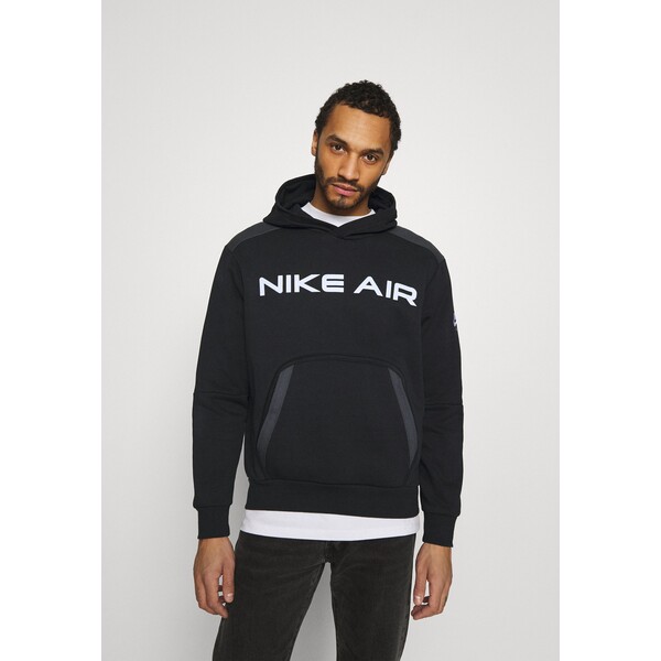Nike Sportswear AIR HOODIE Bluza z kapturem black/dark smoke grey/white NI122S0FP-Q11