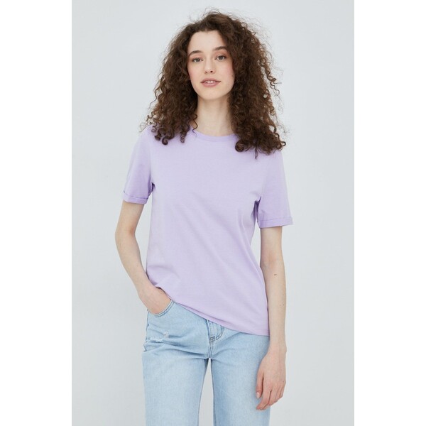 Pieces t-shirt bawełniany Ria 17086970.Lavender