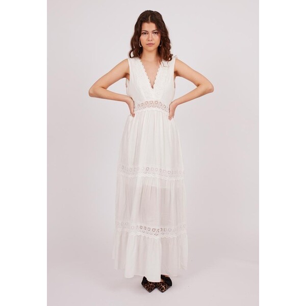 Dioxide LONG COMBINED LACE Długa sukienka white DIE21C05W-A11