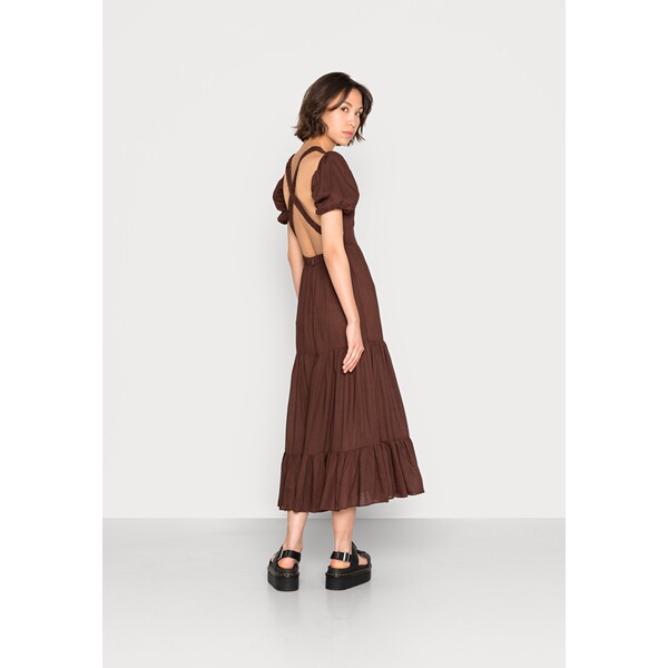 Glamorous OPEN BACK RUCHED STRAP MIDAXIDRESS Długa sukienka brown linen GL921C0RZ-O11