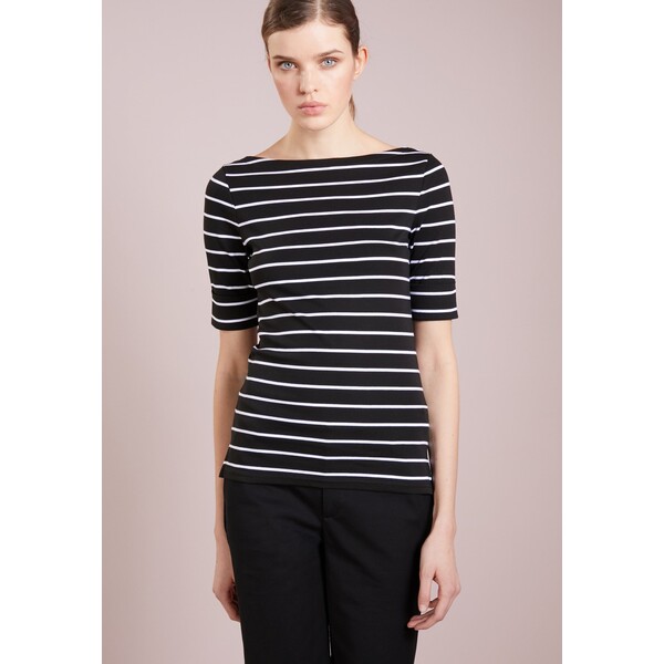 Lauren Ralph Lauren STRIPED BOATNECK TOP T-shirt z nadrukiem black/white L4221D0AZ-Q11