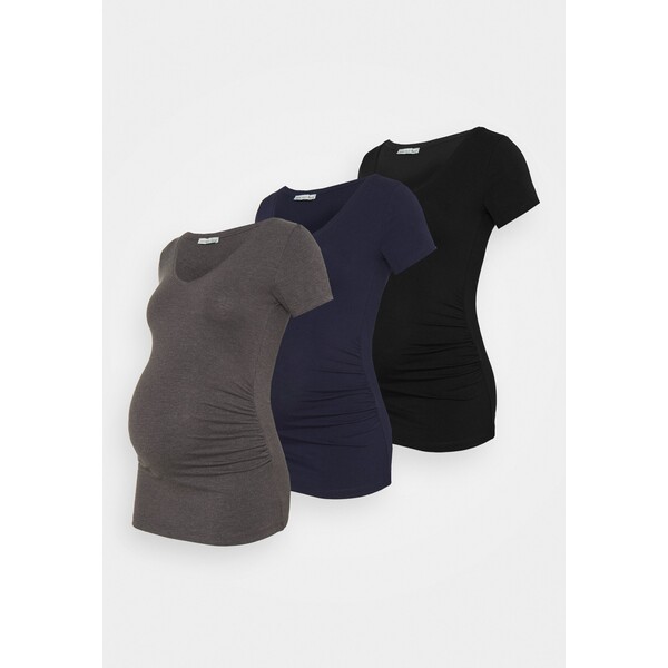 Anna Field MAMA 3 PACK T-shirt z nadrukiem black /dark grey/dark blue EX429G03G-Q11