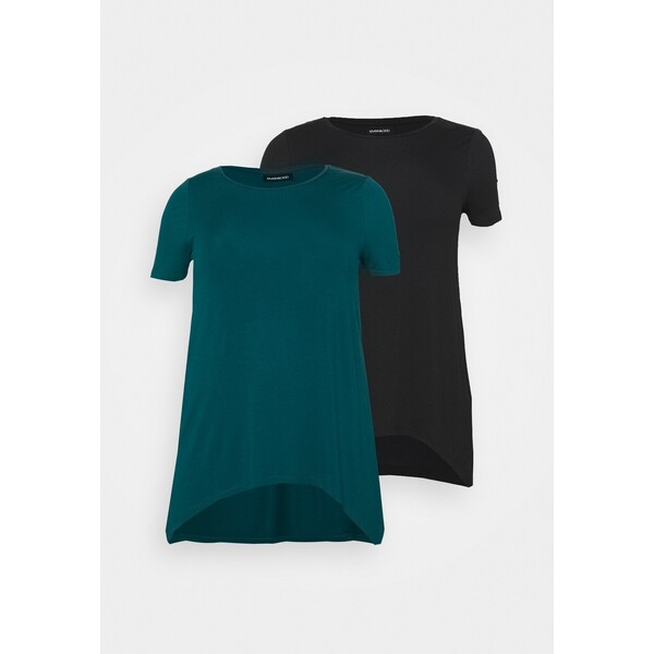 Even&Odd Curvy 2 PACK T-shirt z nadrukiem black/blue EVB21D02Y-Q11