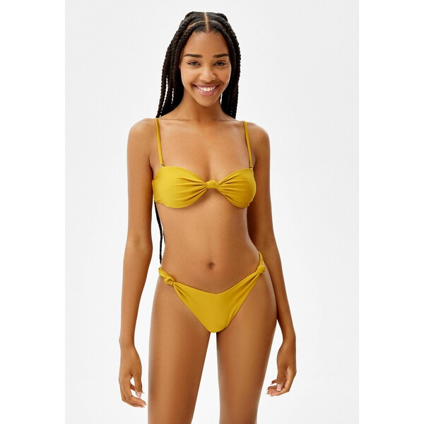 Bershka SHINY KNOTTED Dół od bikini yellow BEJ81I015-E11