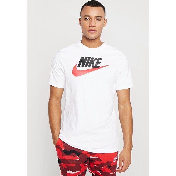 Nike Sportswear TEE ICON FUTURA UNISEX T-shirt z nadrukiem white/black/university red NI122O0C8-A12