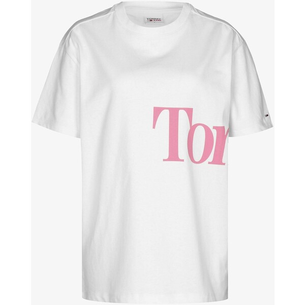 Tommy Jeans OVERSIZED T-shirt z nadrukiem ecru TOB21D0MX-A11