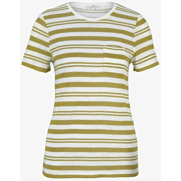 TOM TAILOR T-shirt basic white green irregular stripe TO221D195-M11
