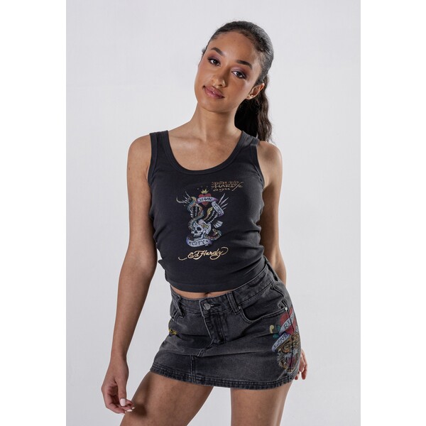 Ed Hardy NEW YORK CITY CROPPED Top charcoal ED221E004-C11