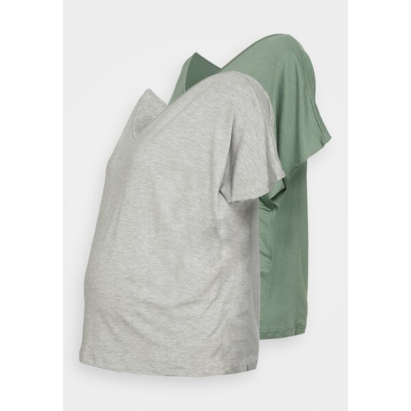Anna Field MAMA 2 PACK T-shirt basic light grey/green EX429G049-C11