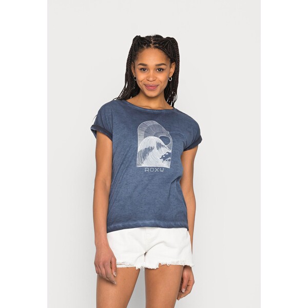 Roxy SUMMERTIME HAPPINESS T-shirt z nadrukiem mood indigo RO521D0I3-Q11